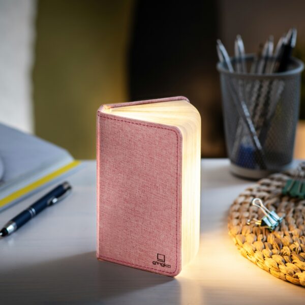 Gingko Mini Linen Smart Book part open in pink