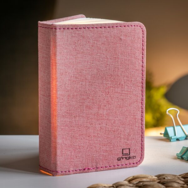 Gingko smart mini book light in pink part open showing cover
