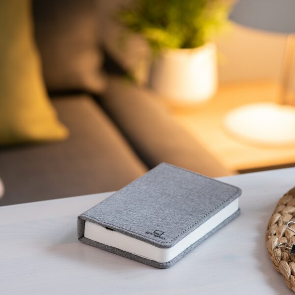 Gingko smart mini book light in grey on table