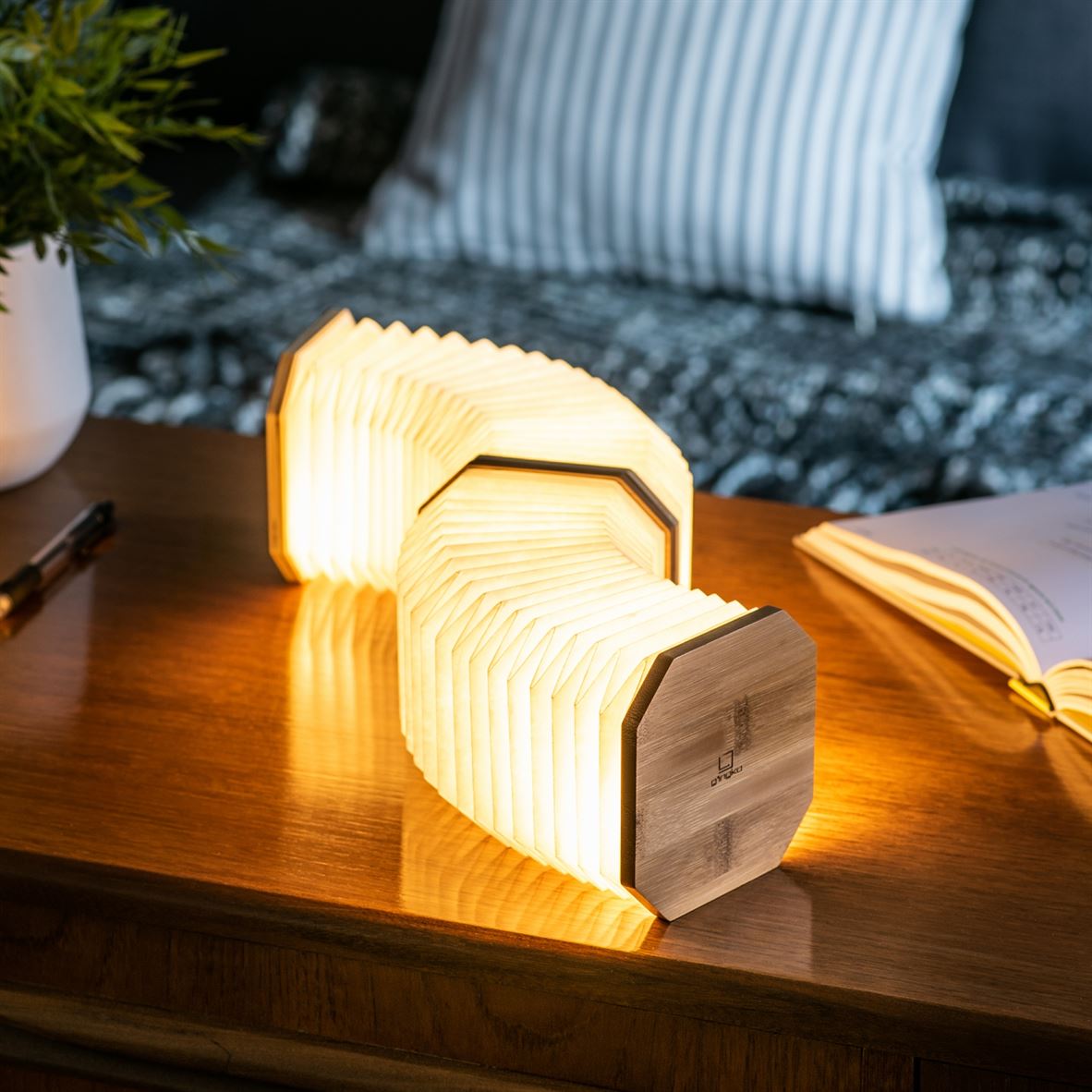 Gingko Smart Accordion Lamp joined in maple
