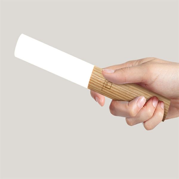 Gingko smart baton wall light - white ash held turned on
