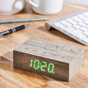 Gingko Flip Click Clock - Ash Wood Effect