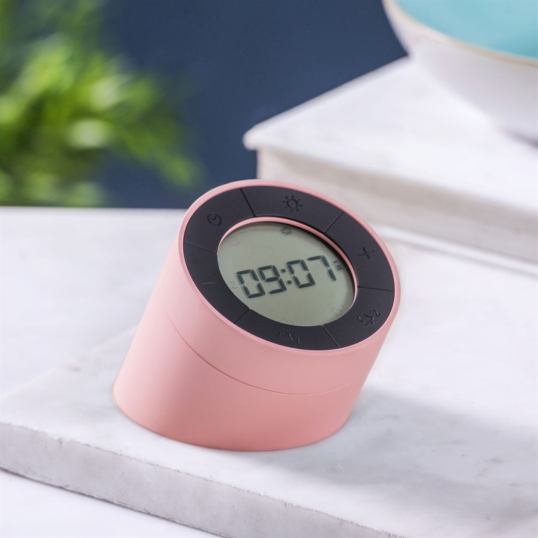 Gingko Edge Light Alarm Clock Pink