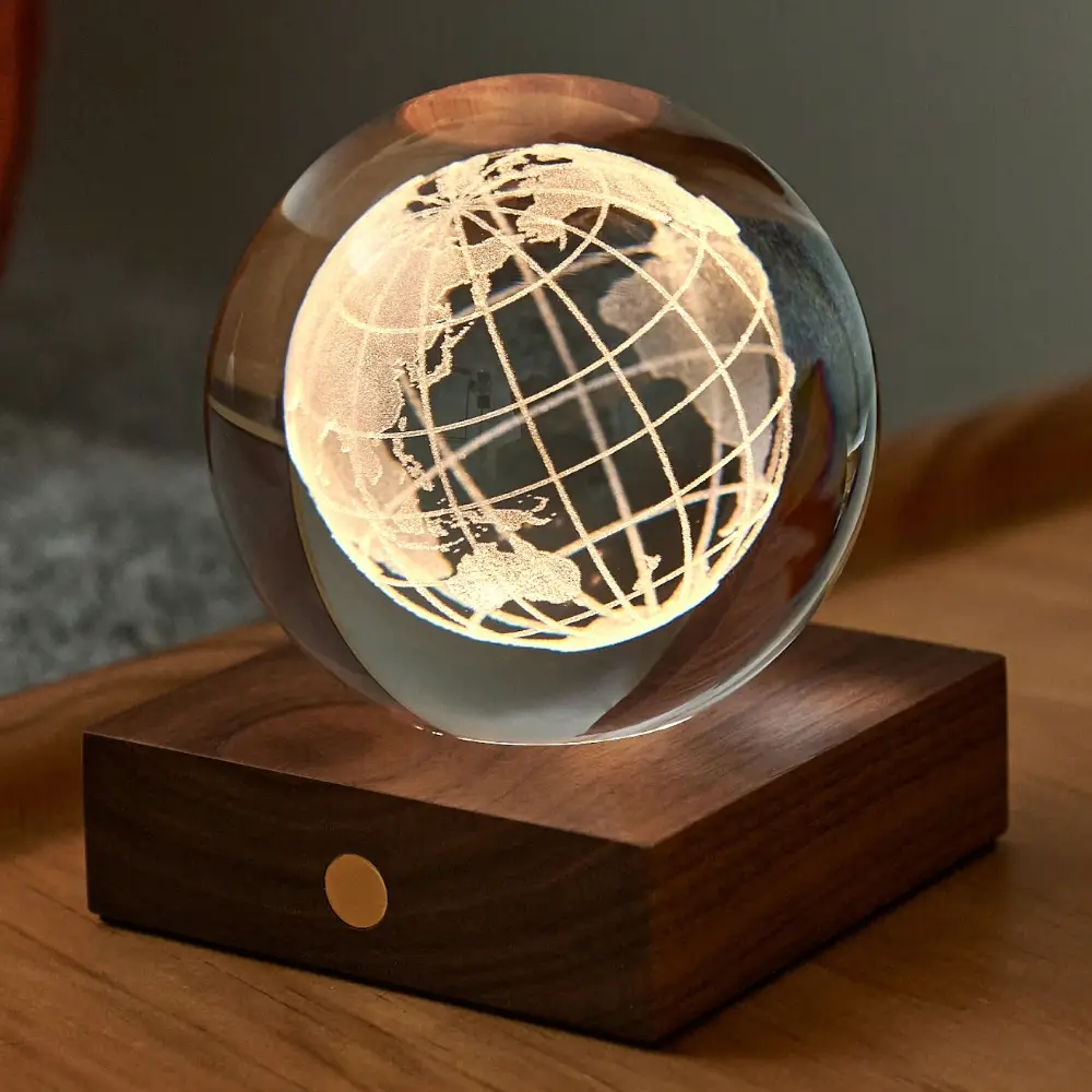 Gingko Design World Globe Amber Crystal Light