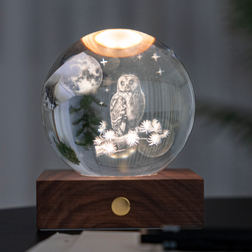 Gingko Owl Crystal Night Light