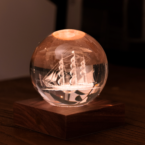 Ginko Sailing Boat Amber Crystal Light