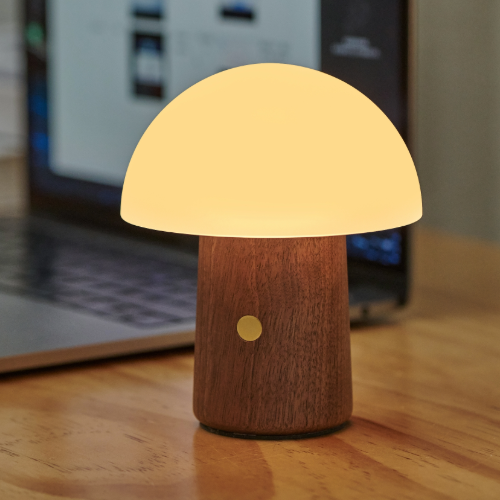 Gingko Design Mini Alice Mushroom light soft white with laptop in background